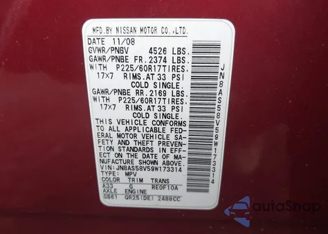 2009 Nissan Rogue Sl from USA, damaged, VIN JN8AS58V59W173314